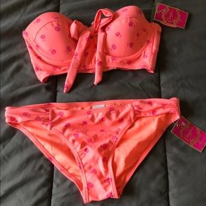 Pink two piece bikini bathing suit